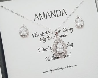 Bridal Jewelry Set, Bridal Necklace, Bridal Earrings, Bridesmaid Gift, Wedding Necklace, Diamond, Wedding Gift, Bridesmaid Jewelry, Earrings