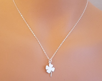 Argent sterling, rempli d'or 14 carats, collier de trèfle, trèfle à quatre feuilles, collier d'amitié, collier de trèfle, cadeau pour elle, minimaliste