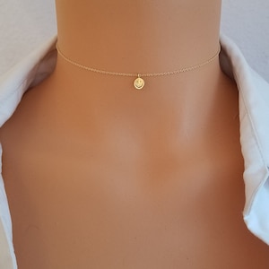 Smiley Face Necklace, Sterling Silver, Dainty Gold Necklace, Minimalist, Dainty Necklace, Choker,  Necklaces for Women, Bridesmaid, Necklace