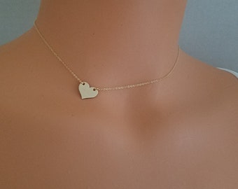 Heart Necklace, 14 K Gold Filled/ Sterling Silver, Initial Necklace, Dainty Necklace, Valentine's, Bridesmaids Gift, Necklaces for Women