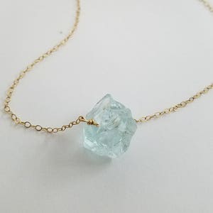 Raw Natural Aquamarine Necklace, Crystal Necklace, Healing Crystals, Natural Stones, March Birthstone Necklace, Necklace, Bridesmaid Gift