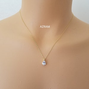 CZ Drop Necklace, 14k Gold-Filled, Cubic Zirconium, Bridal Necklace, Dainty Necklace, Bridesmaid Gift, Diamond Choker, Necklaces for Women