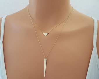 Triangle Spike Necklace, Sterling Silver, Gold Filled, Bridesmaid, Initial Necklace, Layering Necklace, Necklaces for Women, Gift for Her