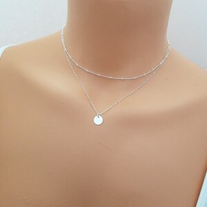 Gelaagde ketting set, sierlijke ketting, gepersonaliseerde of lege tag, gehamerde of effen afwerking, eerste ketting, choker, gelaagde ketting