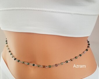 Healing Crystal Belly Chain, Body Chain, Body Jewelry, Surfer Necklace
