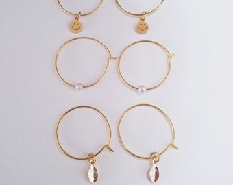 Hoop Earrings, Hoop Earrings Gold, Hoop Earrings with Charm, Gold Hoop Earrings, Tiny Gold Hoop Earrings, Kids Earrings
