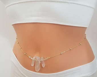 Crystal Body Chain, Quartz Body Chain, Body Chain Gold, Body Chain, Dainty Body Chain, Healing Crystals, Healing Stones, Body Jewelry