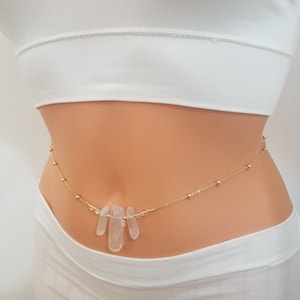 Crystal Body Chain, Quartz Body Chain, Body Chain Gold, Body Chain, Dainty Body Chain, Healing Crystals, Healing Stones, Body Jewelry