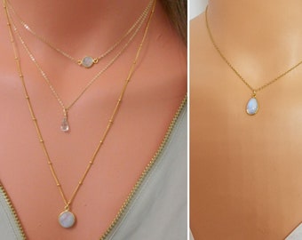 Moonstone Necklace, Moonstone, Healing Crystals, Choker, June Birthstone, Tiny Moonstone Necklace,Dainty Necklace,Bridesmaid Gift