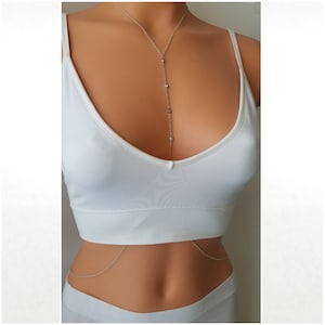 CZ Diamond Body Chain, 14K Gold Filled, Sterling Silver, Gold Body Chain, Silver Body Chain, Body Jewelry, Celebrity Inspired