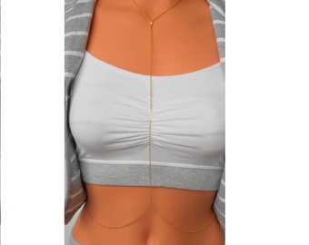 CZ Diamond Body Chain, 14K Gold Filled, Sterling Silver, Gold Body Chain, Silver Body Chain, Body Jewelry, Celebrity Inspired