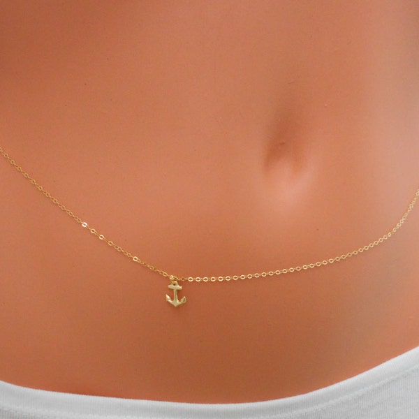 Anchor Belly Chain, 14 K Gold Filled, Belly Chain Gold, Body Chain Gold, Gold Belly Chain, Beach Wedding, Beach Jewelry, Dainty Belly Chain