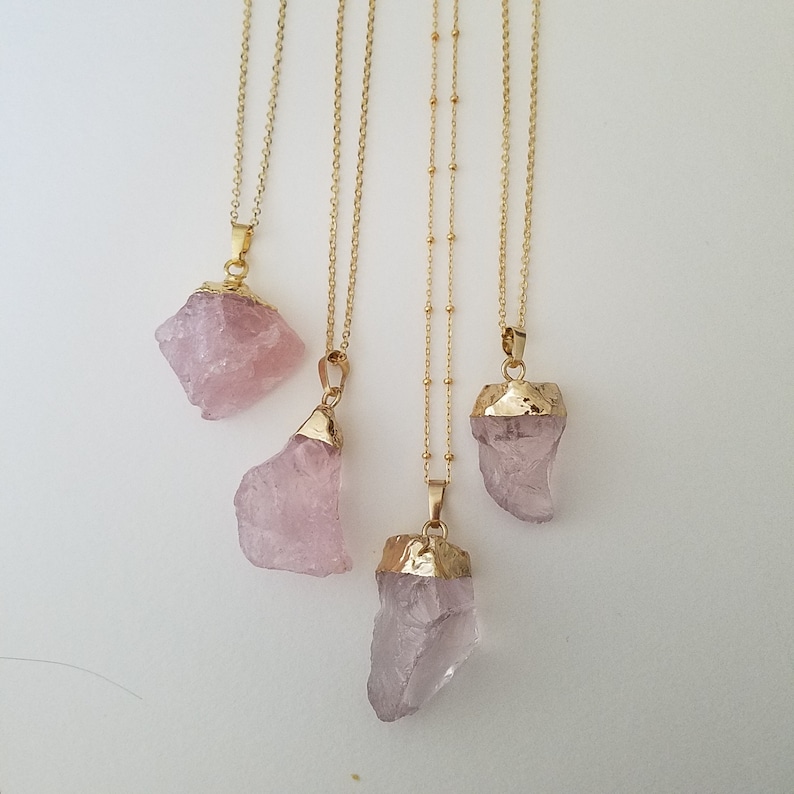 Rose Quartz Necklace Rose Quartz Necklaces for Women Etsy