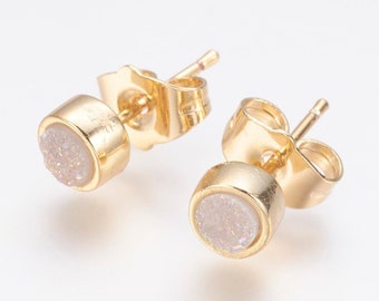 Druzy Earrings - Druzy Natural Quartz Ear Studs, Druzy Ear Studs, Bridesmaid Earrings, Healing Crystals, Earrings, Crystal Earrings