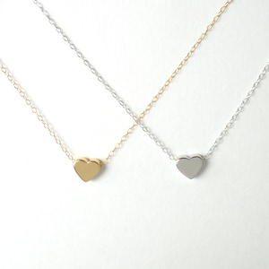 Initial Heart Necklace - Gold Filled Chain, Sterling Silver Chain, Tiny Heart Necklace, Dainty Necklace, Everyday Necklace, Heart Necklace