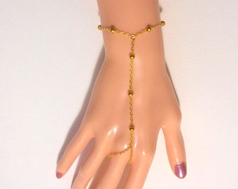 Gold Handkette, Satellit Handkette, Slave Armband, einfache Slave Armband, Ring Armband