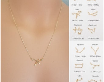 Zodiac Necklace, Zodiac Jewelry, Frienship Necklace, Aries, Taurus, Gemini, Cancer, Leo, Virgo, Libra, Scorpio, Sagittarius, Capricorn