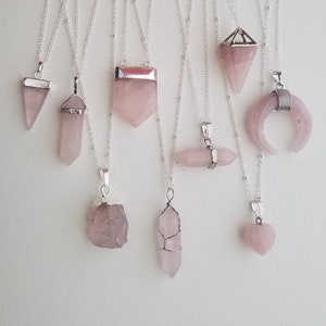 Rose Quartz Necklace/ Raw Crystal Necklace/ Healing Crystal/ Love Stone/ Necklaces for Women/ Bridesmaid Gift/ Healing Stone image 6