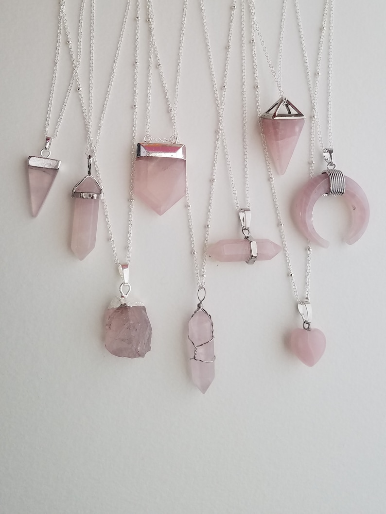 Rose Quartz Necklace/ Raw Crystal Necklace/ Healing Crystal/ Love Stone/ Necklaces for Women/ Bridesmaid Gift/ Healing Stone image 6