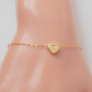 Initial Herz Armband - Gold Filled Kette, Sterling Silber Kette, Winziges Herz Armband, zierliches Armband, Freundschaftsarmband, Herz Armband