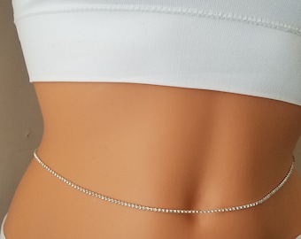 Rhinestones Belly Chain, Rhinestone Belt, Belly Chain, Gold Belly Chain, Silver Belly Chain, Body Jewelry, Body Chain