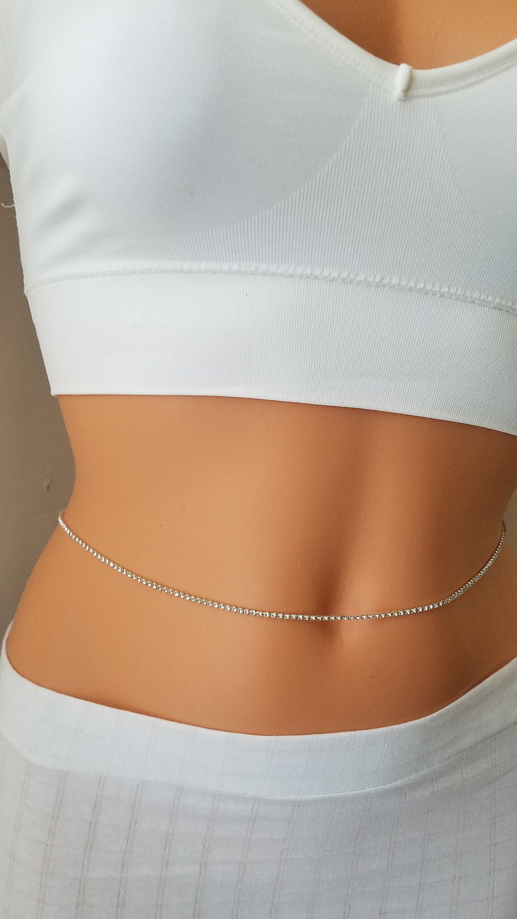 Loulou Diamond Belly Chain, Cubic Zirconia Belly Chain, Gold Belly Chain,  CZ Belly Chain, Body Jewelry -  Finland