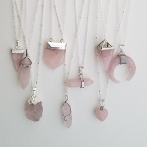 Rose Quartz Necklace/ Raw Crystal Necklace/ Healing Crystal/ Love Stone/ Necklaces for Women/ Bridesmaid Gift/ Healing Stone image 5