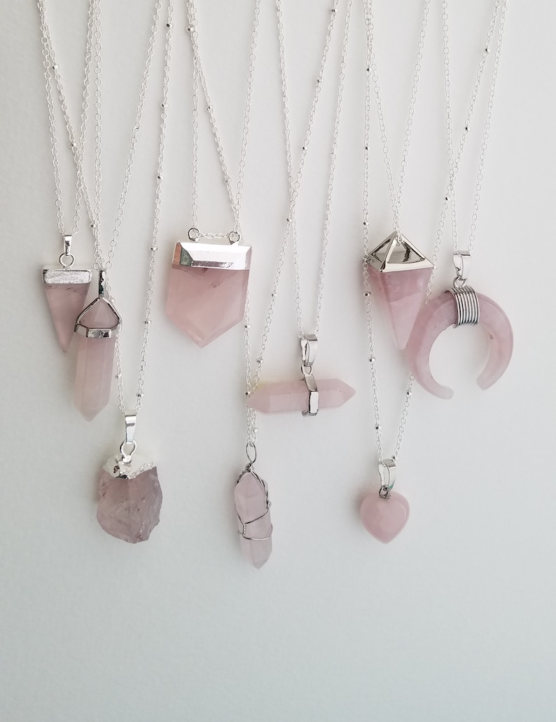 Rose Quartz Necklace/ Raw Crystal Necklace/ Healing Crystal/ Love Stone/ Necklaces for Women/ Bridesmaid Gift/ Healing Stone image 5