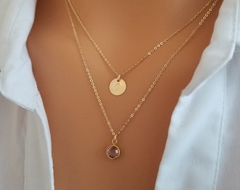 Initial Necklace, Birthstone Necklace, Necklaces for Women,  Layering Necklaces, Gold Fill Necklace, Dainty Necklace, Necklace, Minimalist