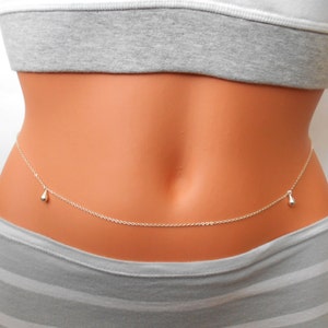 Sterling Silver Tear Drop Belly Chain - Body Chain, Body Jewelry, Sterling Silver Belly Chain, Silver Body Chain, Girl Friend Gift