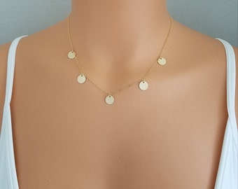 Coin Necklace Gold Filled Sterling Silver Necklace Gold Necklace Dainty Necklace Necklaces for Women Layered Necklace Gold Circle