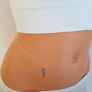 Sterling Silver, 14 K Gold Filled, Birthstone Belly Chain, Body Chain, Body Jewelry, Waist Band, Silver Body Chain, Gift for Her, Surfer
