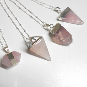 Rose Quartz Necklace/ Raw Crystal Necklace/ Healing Crystal/ Love Stone/ Necklaces for Women/ Bridesmaid Gift/ Healing Stone image 9