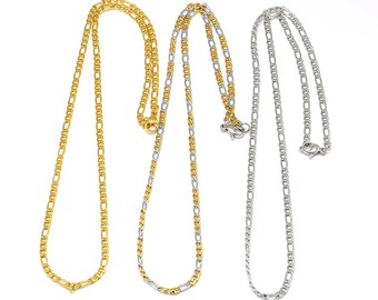 Chain, Figaro Stainles Steel Chain, Gold or Silver, Choker Necklace, Necklace, Dainty Chain Choker, Necklace, Layering Piece