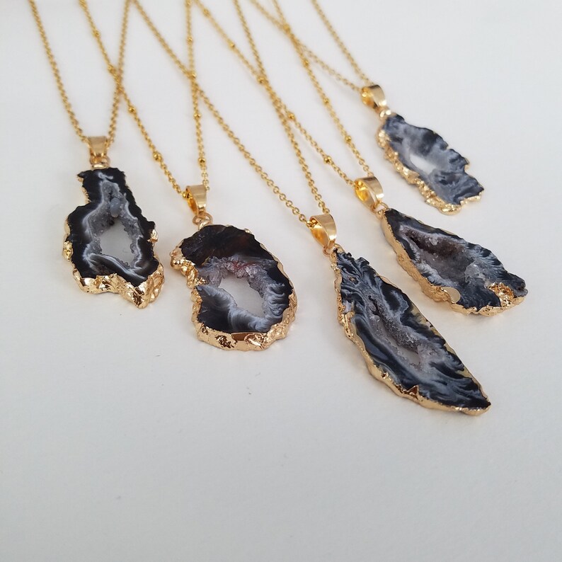 Black Rutilated Quartz Druzy Pendant main image 1