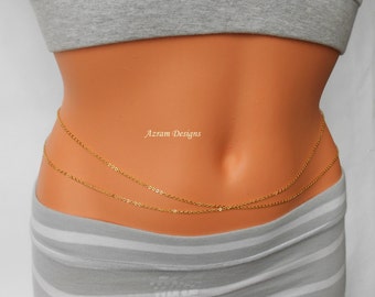 Jasmine Belly Chain, Belly Chain, Gold Belly Chain, Layer Belly Chain, Body Chain, Body Jewelry, Bikini Chain