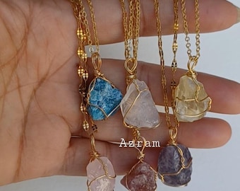 Raw Crystal Necklace, Healing Crystals, Long Necklace, Bohemian Necklace, Chic, Quartz Necklace, Necklace, Chakra Necklace, Bridesmaid