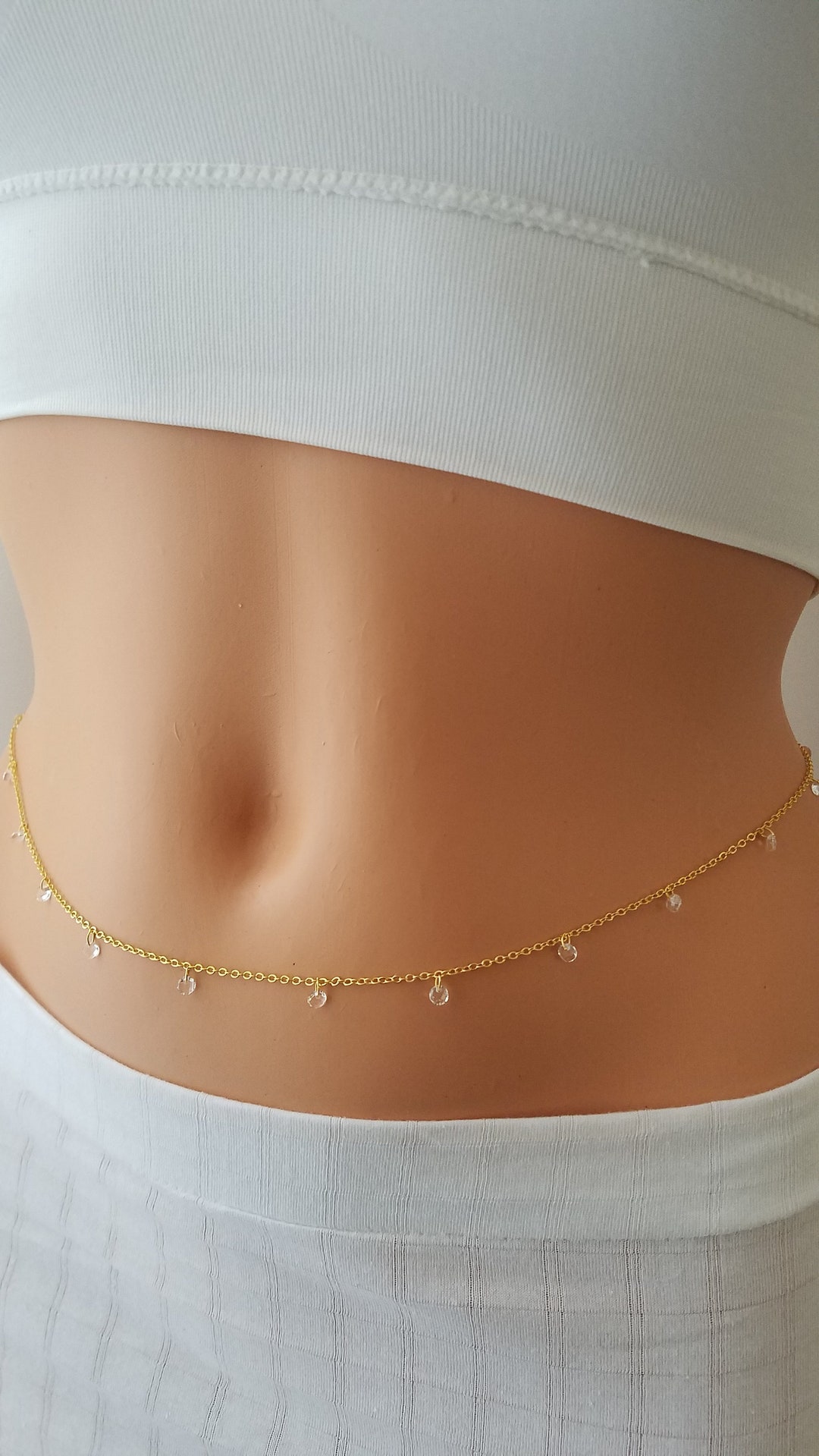 Crystal Belly Chain, Belly Chain, Belly Band, Gold Belly Chain, Body