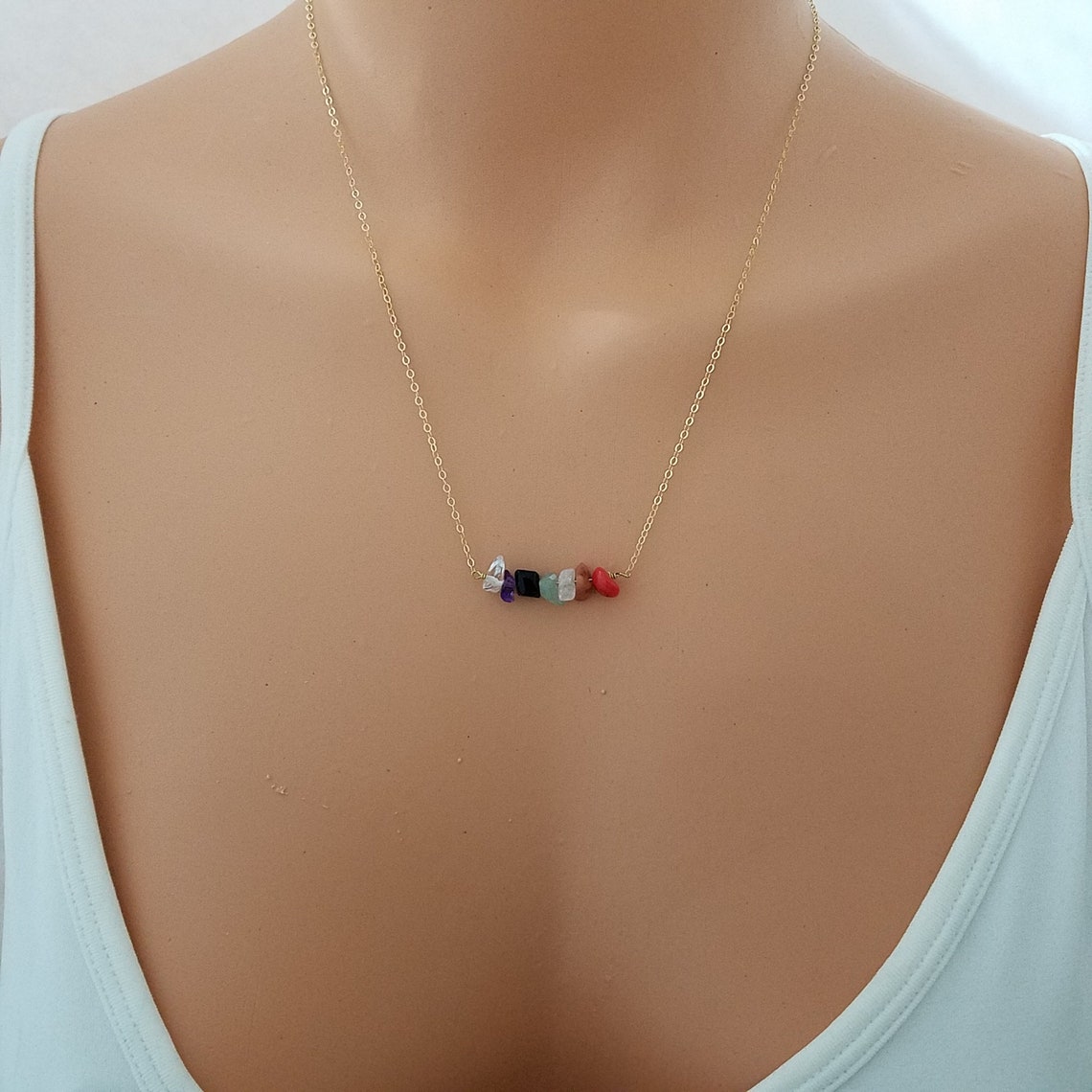 Ohm Chakra Necklace, Ohm Necklace, Chakra Necklace, 7 Chakra Necklace ...