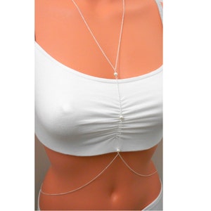 Pearl Body Chain, Sterling Silver, 14 K Gold Filled, Body Necklace, Gold Body Chain, Slave Body Chain, Body Jewelry, Girl Friend Gift