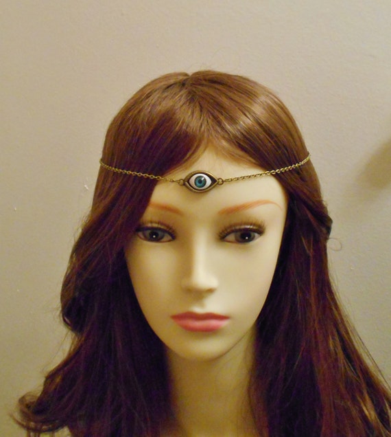 Third eye headband- brown eye Third Eye Headpiece, Evil Eye Head Chain, Third Eye Headband  main image 4