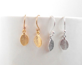 Leaf Earring, Tiny Leaf Earrings, Dainty Earrings, Gold Earring, Bridesmaid Gift