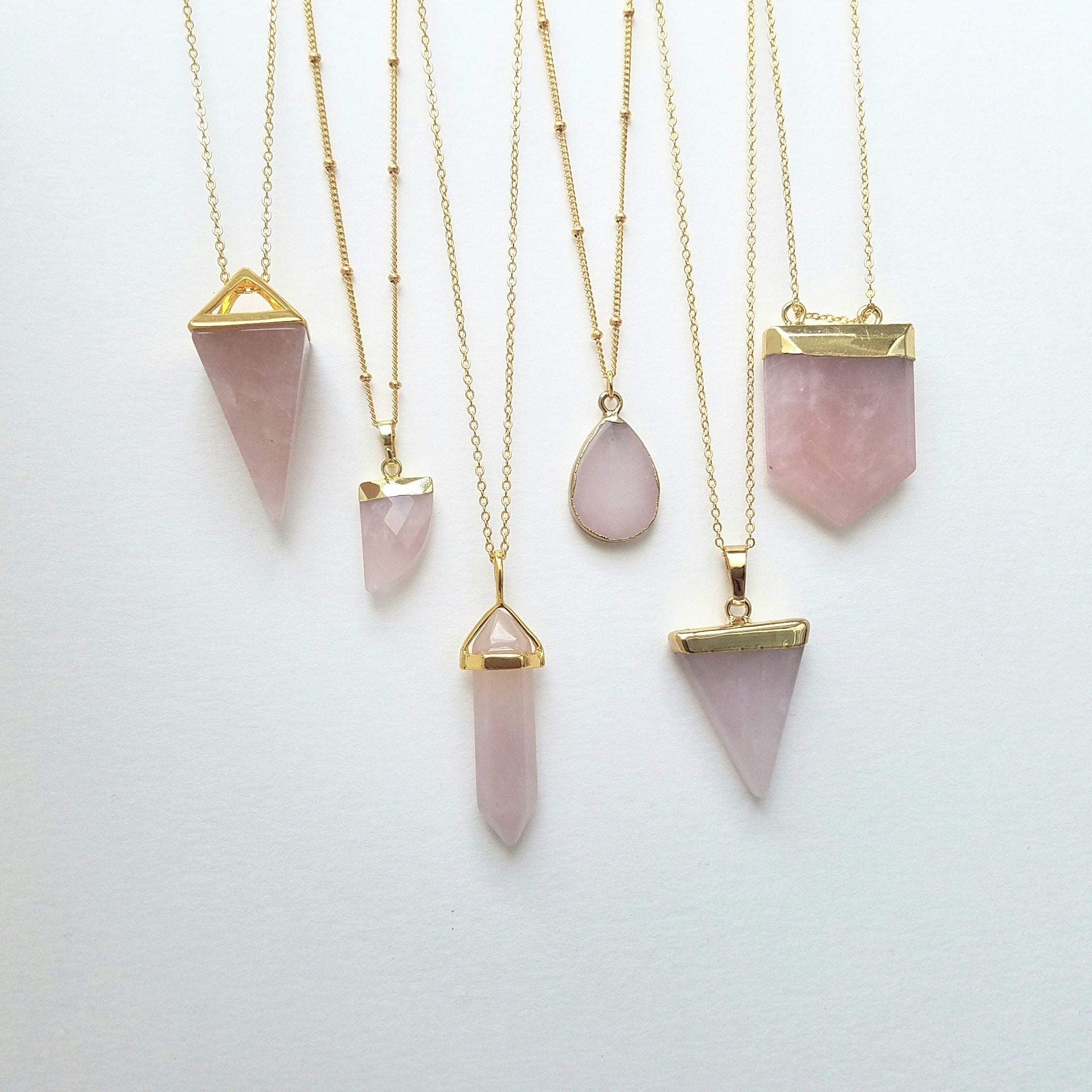 Rose Quartz Necklace/ Raw Crystal Necklace/ Healing Crystal/ Necklaces for Women/ Bridesmaid Gift/ Healing Stone/ Boho Necklace