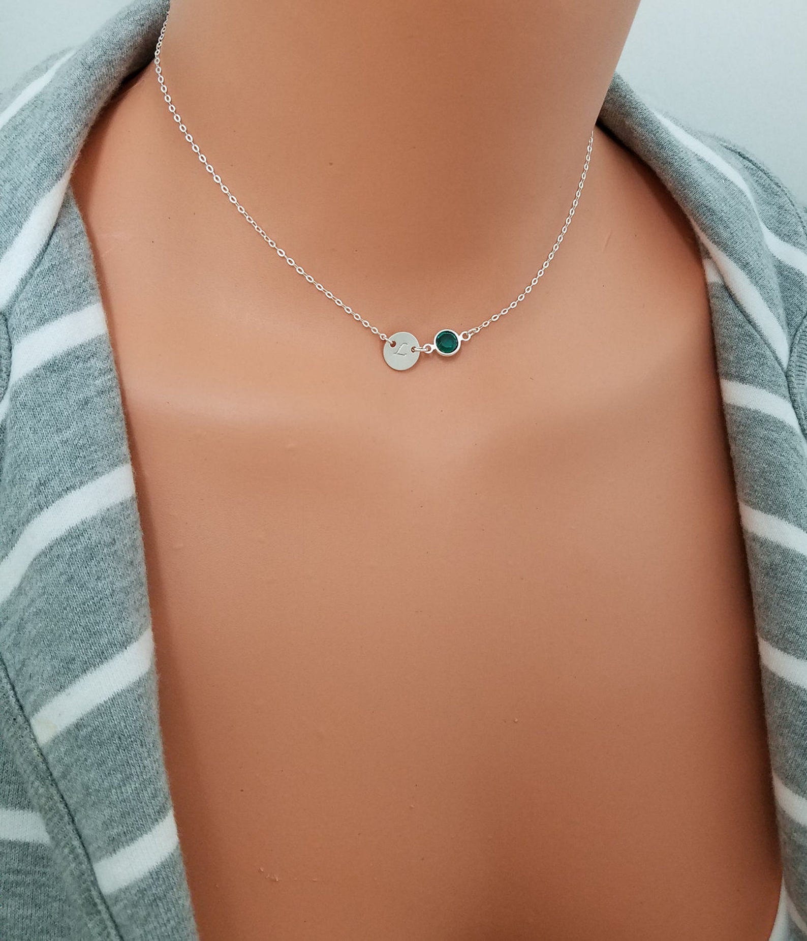 1 2 3 4 Disc Initial Necklace Sterling Silver Silver Disc - Etsy