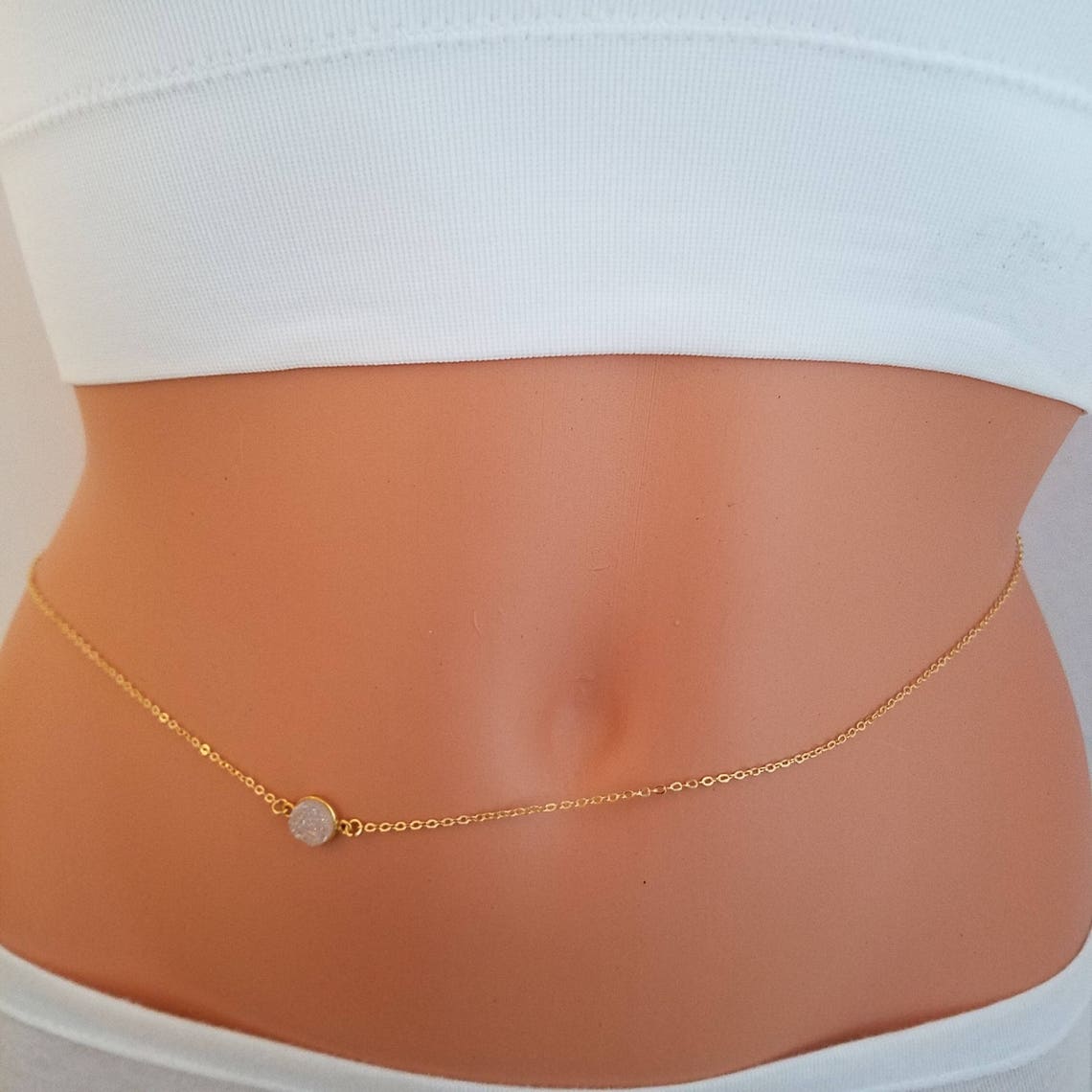 Druzy Belly Chain Crystal Belly Chain Belly Chain Healing Etsy