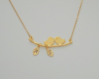 Family Bird Necklace, Personalized Jewelry, Love Bird Necklace, Family Necklace, Mother, Grandma Necklace, Mothers day, Necklaces for Women