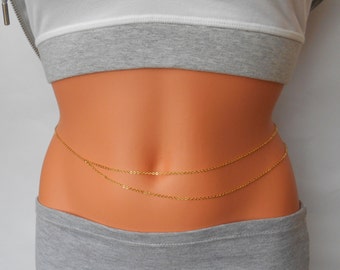 Layered Belly Chain, 14 K Gold Filled, Sterling Silver, Belly Chain, Gold Belly Chain, Body Chain, Body Jewelry, Dainty, Belly Band