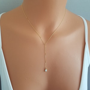 Opal Lariat Necklace, Sterling Silver, 14 K Gold Filled, Necklace, Gift for Her, Layering Necklace, Necklaces for Women, Bridal, Bridesmaid