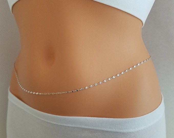 90’s Belly Chain Sterling Silver Chain Necklace main image 1