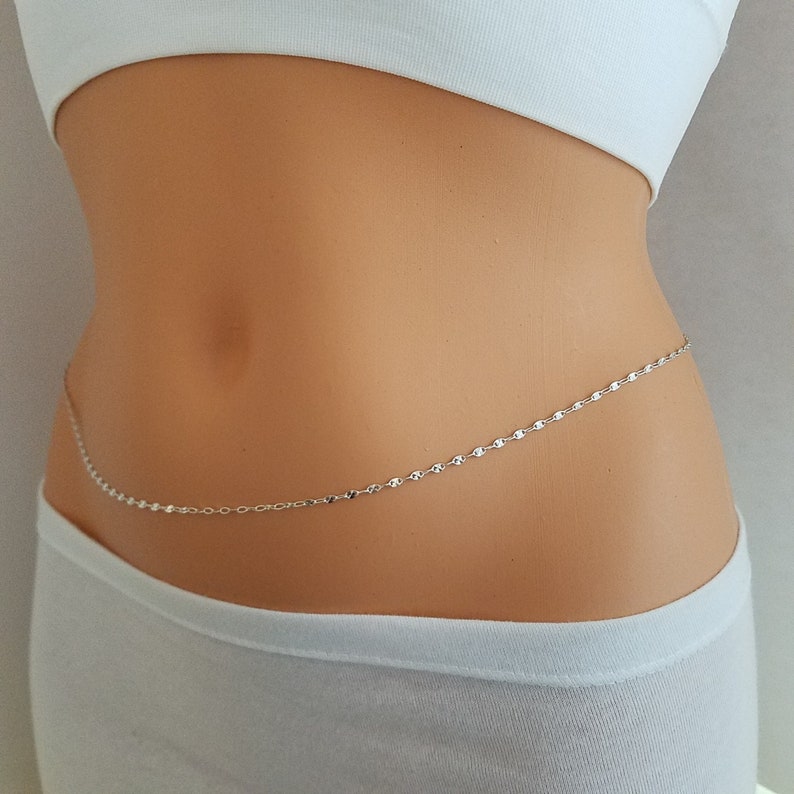 Sterling Silver Belly Chain, 14 K Gold Filled Belly Chain, Belly Chain, Belly Chain Gold, Belly Chain Silver, Body Chain, Belly Band image 1
